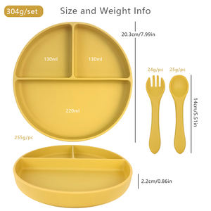 Harga Pabrik MOQ Lebih Rendah Piring Bayi Silikon Bebas BPA Dengan Peralatan Makan Logo Kustom Tersedia - Product Image 3