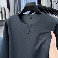 T-shirt à manches longues pour hommes, col en V, couleur unie, coupe ajustée, léger, décontracté, basique, printemps automne, 6671