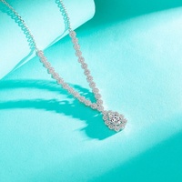 Collier en argent 925 pour mariage, bijoux en moissanite, pendentif tournesol en moissanite en forme de goutte d'eau, maillons en forme de O