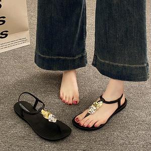 Sandalias de Playa para Mujer, Diseño Floral, con Punta Descubierta, Suela Plana Antideslizante y Resistente al Desgaste, para Verano y Uso en Exteriores - Product Image 3
