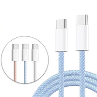 Kabel USB C ke USB C Pengisian Cepat 1M 2M Kabel Data Berlapis Nilon