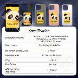 Ốp điện thoại thông minh NFC DIY màn hình E-ink hiển thị ảnh 12/13/14/15 Pro Max - Product Image 2