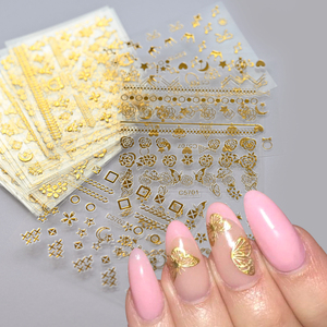 Calcomanías 3D para decoración de uñas, calcomanías huecas doradas de lujo, diseños mixtos, pegatinas adhesivas de flores para decoración de uñas, 30 Uds. - Product Image 2