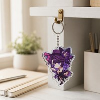 Fabrication OEM ODM, vente en gros, porte-clés numériques personnalisés en acrylique, pendentifs de sac, breloques de clés de dessin animé, impression de logo, formes irrégulières