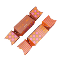 Boîte à bonbons de Noël en carton ivoire à base rectangulaire, forme de bonbon, fermeture à rabat, impression offset CMYK, matériaux recyclés, qualité alimentaire