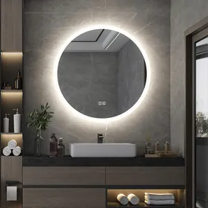 LED Round Lighted Touch Sensor Switch Mirror Wall Big Anti-fog Mirror For Bathroom Show Room