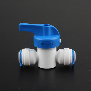 Vanne de purificateur d'eau à connexion rapide 2 points, vanne à bille en plastique bleue pour système d'osmose inverse - Product Image 1
