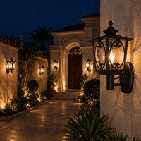 Lanterne murale extérieure européenne avec cadre ovale décoratif pour l'éclairage des jardins de villas