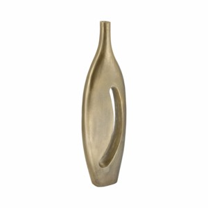 Vaso in metallo con dettagli a intaglio, moderno vaso decorativo per fiori, da esporre sul tavolo del soggiorno - Product Image 2