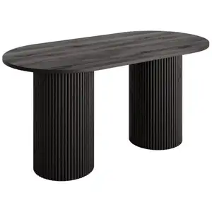 Table de salle à manger ovale en bois massif et rotin tissé avec pilier romain moderne de luxe léger