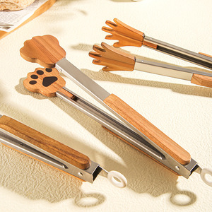 Pinzas Multiusos para Alimentos, Pinzas para Servir Barbacoa, Pinzas de Cocina de Madera de Nogal para Ensaladas con Mango con Bloqueo de Seguridad - Product Image 2