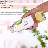 Botol Kaca Bening Custom Bentuk Kotak Bulat 16oz 500ml 350ml 250ml untuk Teh Susu Kopi Jus Minuman Seduh Minuman Dingin dengan Tutup