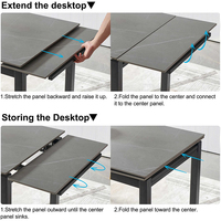 Console noir dissimuler cuisine levage multi métal caché complet robuste pli Extension Table à manger mécanisme coulissant extensible
