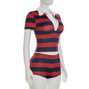 วิวิบลูค์ C26ST081 ชุดฤดูร้อนสำหรับผู้หญิงใหม่เสื้อครอปลายทางพิมพ์ลายลำลองแขนสั้นเสื้อครอปกางเกงขาสั้นชุดสองชิ้น - Product Image 5