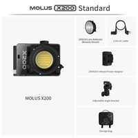 Lumière vidéo LED COB 200W avec monture Bowens, Zhiyun MOLUS X200 RGB 830g Ultra Portable 19000 Lux pour studio et vlogging