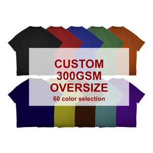 300GSM 100% slub cotton high-quality men's short-sleeved T-shirt custom design logo 60 color Selection