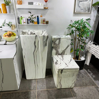 Lavabo sur pied en céramique blanc moderne FYASSI, ovale ou rectangulaire, facile à nettoyer, à poser au sol, avec drain intégré, dessus en marbre