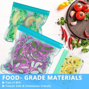 Reusable PEVA Food Storage Bags, Dishwasher Safe & Leak Proof, BPA Free Freezer Bags for Kitchen, Travel, Makeup - Product Image 5