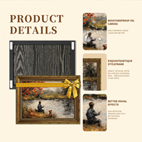 Décoration intérieure pour salon, chambre, bureau – Toile murale rustique texturée 3D sur le thème de la pêche d'automne, encadrée – OEM ODM