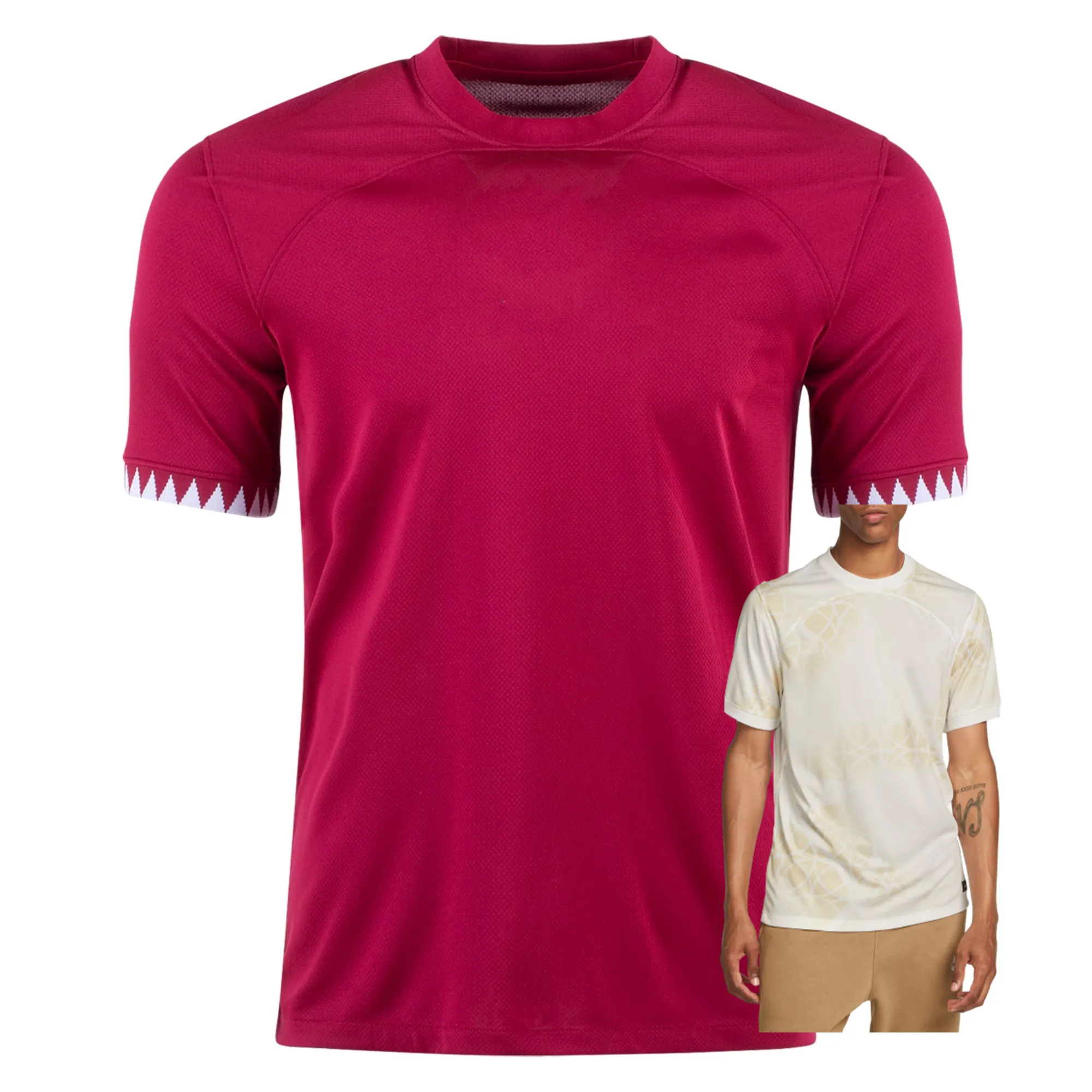 Qatar Soccer Jersey 2022 Home Away Sports T Shirts Men National Football Uniform
