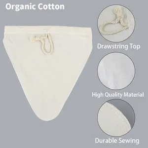 Food Grade Drawstring Filter Bag Organic Cotton Hemp Nylon Milk Filter Bags Triangle Nut Milk Bag