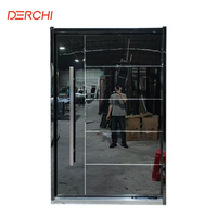 DERCHI Nfrc Portes d'entrée pour la maison Ouragan Impact Anti-vol Grille de verre Design Portes pivotantes d'entrée en fonte d'aluminium en acier inoxydable