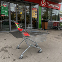 Chariots de courses en métal pour supermarchés en acier avec surface zinguée