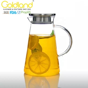 Piatto in acciaio inox coperchio brocca di <span class=keywords><strong>vetro</strong></span> iced tea brocca di <span class=keywords><strong>acqua</strong></span> brocca bevanda <span class=keywords><strong>caraffa</strong></span> 1.5L - Product Image 3