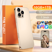 Nouveau Smartphone 16 Pro Max 5G 2026, 16 Go + 1 To, Double SIM, 8000 mAh, Écran AMOLED 7,3 pouces, Deca Core, 108 MP, CDMA, Version Globale, Anglais, 120 Hz