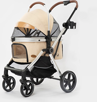 Poussette de transport pour animaux de compagnie de luxe en aluminium Nouveau design pliable 4 roues pour chiens et chats de taille moyenne et petite