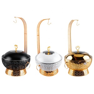 Calentador de Alimentos de Acero Inoxidable de 8.0L para <span class=keywords><strong>Banquetes</strong></span> de Boda en Hoteles, Recipiente Redondo para Calentar con Alcohol, Tipo <span class=keywords><strong>Buffet</strong></span>, Color Dorado - Product Image 6
