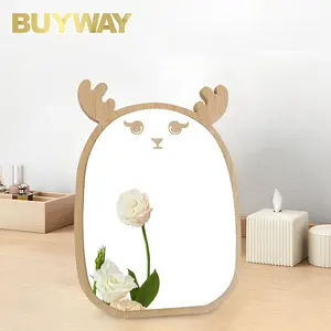 Small Cute Folding Rotating Deer Ear Shaped Tabletop Standing Mirror Christmas Makeup Mirror For Women Girls Kids