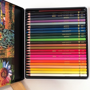 Set di 24 Matite Colorate Solubili in Acqua in Scatola di Latta a Forma di <span class=keywords><strong>Girasole</strong></span> per Bambini, Studenti e Artisti per <span class=keywords><strong>Disegno</strong></span>, Pittura e Colorazione - Product Image 5