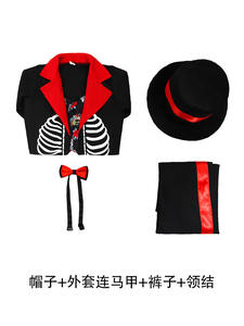 Halloween fantasma Cosplay negro y rojo calavera vestido disfraz chico carnaval fiesta actuación personaje vampiro Doomsday trajes - Product Image 4