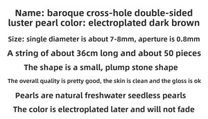 ไข่มุกน้ำจืดทรงบาร็อคสีน้ำตาลเข้มธรรมชาติ ขนาด 7-8 มม. เกรด AAA สีบรอนซ์โบราณ สำหรับงาน DIY ทำเครื่องประดับ ยี่ห้อ XM - Product Image 6