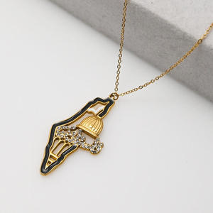 Nouveau Collier Pendentif en Acier Inoxydable Zircon Motif Mosquée de Palestine 2026, Bijou de Mode Islamique Arabe pour Femme, Vente en Gros - Product Image 1