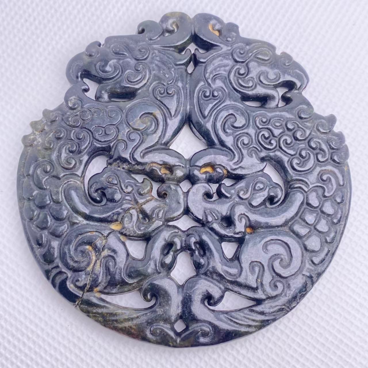 Ciondolo In Pietra Di Giada Gialla Con Drago Fenice - Foto 6