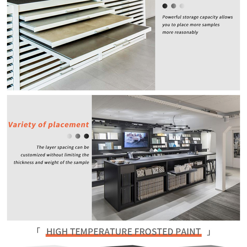 Factory direct quartz stone granite sample rack exhibition hall marble metal ceramic tile drawer display units