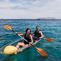 Kayak transparent rouge cyan 3m, bateau transparent comme du cristal, canoë à fond de verre pour complexe hôtelier