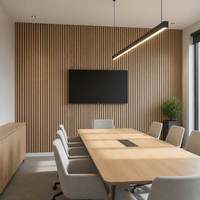 Panneaux muraux en bois à lattes résistants à l'humidité, panneaux muraux acoustiques en bois à lattes, panneaux muraux décoratifs insonorisants en feutre PET pour appartement