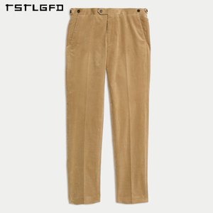 OEM primavera e autunno <span class=keywords><strong>pantaloni</strong></span> da ufficio in velluto a coste Casual larghi drappeggi dritti a metà vita <span class=keywords><strong>Slim</strong></span> <span class=keywords><strong>Fit</strong></span> <span class=keywords><strong>pantaloni</strong></span> Casual da uomo in velluto a coste - Product Image 3