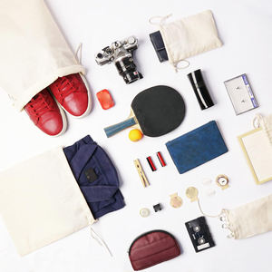 エコブック食料品果物野菜再利用可能な100% オーガニックコットンダブルドローストリングナチュラルファインクロスバッグ - Product Image 3