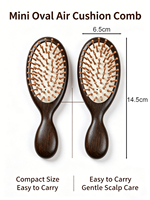 Brosse démêlante portable en bois de santal naturel avec coussin d'air, peigne de massage format poche, antistatique, pour le soin du cuir chevelu, usage domestique