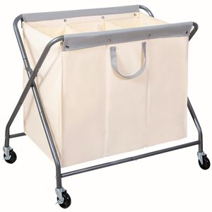 Trieur à linge à usage intensif 160L 3 sections Panier à linge roulant amovible Sac facile à ranger X Cadre Organisateur <span class=keywords><strong>Meubles</strong></span> <span class=keywords><strong>de</strong></span> <span class=keywords><strong>salle</strong></span> <span class=keywords><strong>de</strong></span> <span class=keywords><strong>bain</strong></span> - Product Image 1