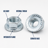 DIN 6923 Hexagonal Flange Nuts with Serrated Face Integrated Washer Type Serrated Flange Nuts for Metal Structure Fastening