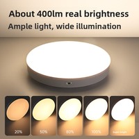 Plafonnier LED rechargeable à détecteur de mouvement, sans fil, rond, à induction, pour placard, garde-manger, couloir, salle de bain