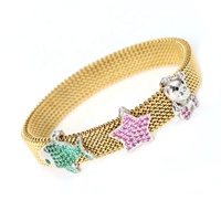 Bracelet en maille extensible de luxe personnalisé, bracelet élastique en gros, fait à la main, en acier inoxydable 316L, bracelet en maille extensible avec breloques