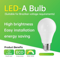 Ampoule LED E27 6W 560lm 3000K-10000K 100-240V Double Pression 220 °   Angle de faisceau 10000H pour le bureau à domicile au Brésil