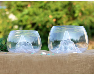 Table de bureau circulaire en verre, grand Aquarium avec vue sur la montagne, design Arulidend - Product Image 5