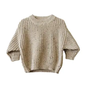 Kustom anak-anak baru rajutan katun kru leher Sweater baju rajutan